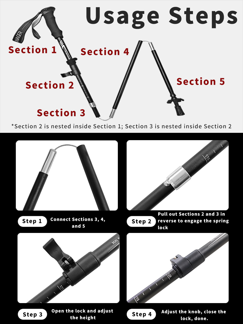 Bastón de Trekking plegable de - Trekking Pole Carbon reseña y precio